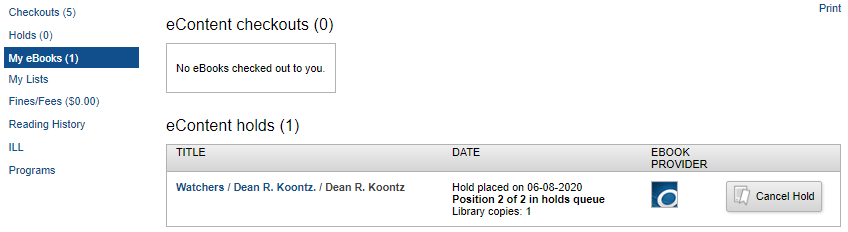 eBooks Hold screenshot