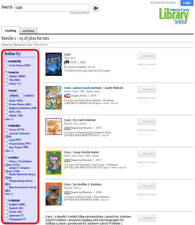 Refine Search example