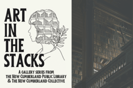 Old bookshelves with text art in the stacks