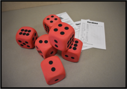 Dice from a board game - part of the Library of Things collection