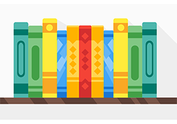 Set of books on a bookshelf