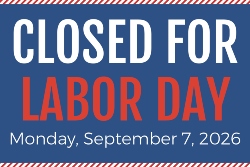Closed for Labor Day widget